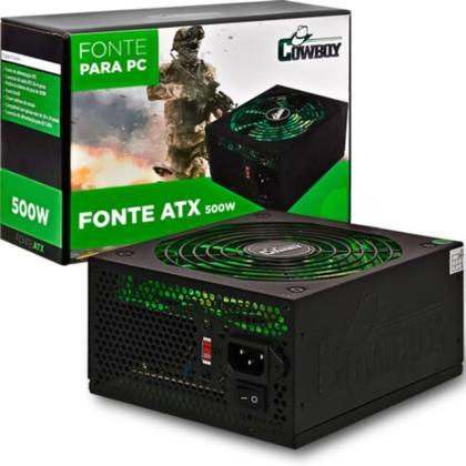 Imagem de Fonte de Alimentação ATX 500W 80Plus Com Led Para Pc Gamer