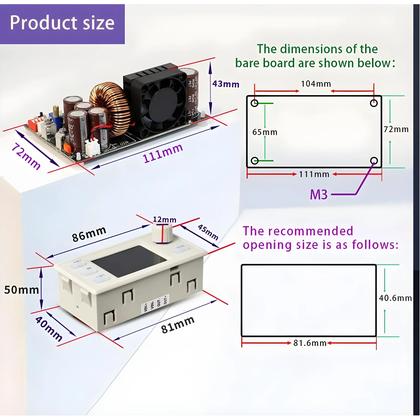 Imagem de Fonte De Alimentação CNC Estabilizada 70V 25A 1750W Conversor Buck CC CV Módulo Redutor