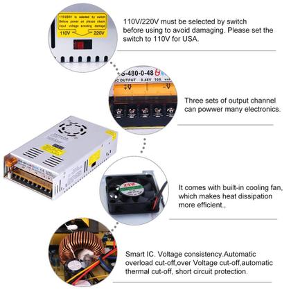 Imagem de Fonte de alimentação Conversor AC para DC MYSWEETY 12V 480W 10A