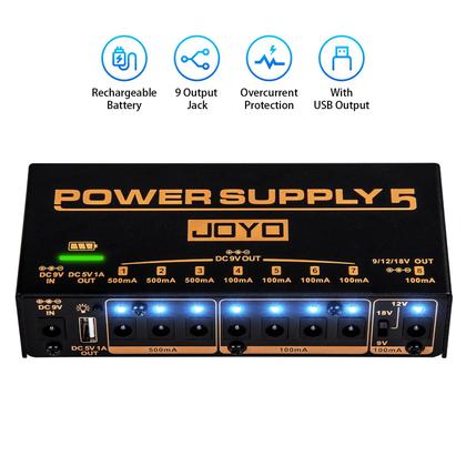 Imagem de Fonte de Alimentação para Pedal de Efeito de Guitarra JOYO JP-05 - 4400mAh, 8 Saídas