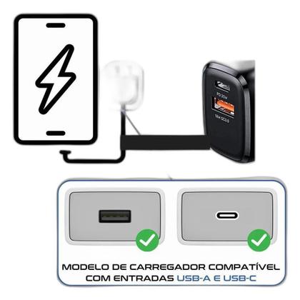 Imagem de Fonte De Parede Preta Modo Turbo Para Dispositivos Usb