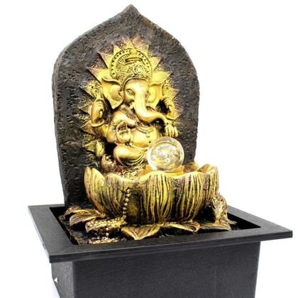 Imagem de Fonte Decorativa Cascata Agua Resina Luz De Led Ganesha