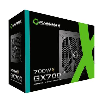 Imagem de Fonte Gamemax GX700, 700W, 80 Plus Gold, PFC Ativo, Com Cabo, Preto - GX700WBKPSS7710BR