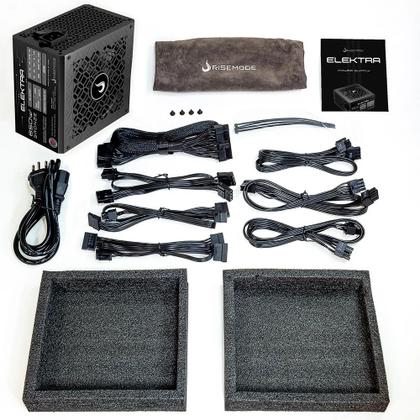 Imagem de Fonte Gamer Rise Mode Elektra 650W Bronze Full Modular PFC Ativo Preto RMPSUELKM650B