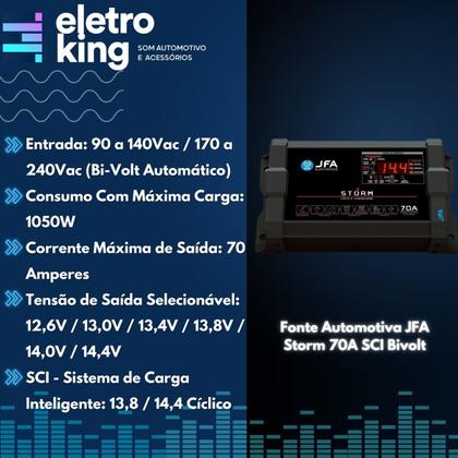 Imagem de Fonte Jfa Bateria Automotiva Com 70a Slim Bivolt Cca