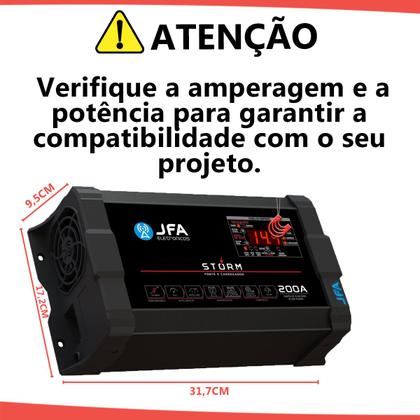 Imagem de Fonte JFA Storm Plus 200A Bivolt Carregadora de Bateria De Trio Paredão Som Automotivo Festa Show