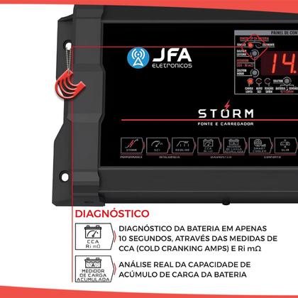 Imagem de Fonte JFA Storm Plus 200A Bivolt Carregadora de Bateria De Trio Paredão Som Automotivo Festa Show