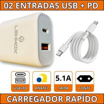 Imagem de Fonte Lehmox 5.1A USB e Tipo C