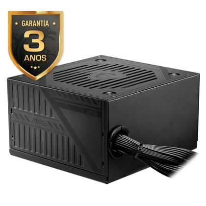 Imagem de Fonte MSI MAG A600DN, 600W, 80 Plus White, PFC Ativo, Com Cabo, Preto - 306-7ZP6B22-809