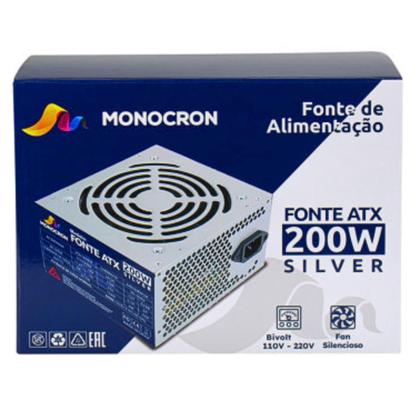Imagem de Fonte Office Silver 200W Monocron ATX Bivolt 110-220 Operação  Silenciosa Com 5 Conectores Tipo Não Modular