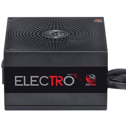 Imagem de Fonte Pcyes Eletro V2 650W ATX Bronze Para Pc Gamer Com 6 Cabos  Conectores 115V/230V Com Proteção Contra Sobrecarga Fan Silenciosa