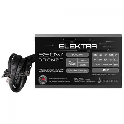 Imagem de Fonte Rise Mode Elektra, 650W, 80 Plus Bronze, PFC Ativo, Preto, RM-PSU-ELK-650-B