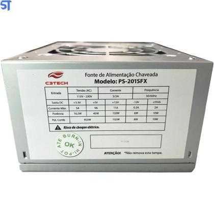 Imagem de Fonte Sfx 200W Ps-201Sfx Sem Cabo C3Tech