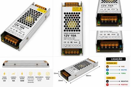 Imagem de Fonte Slim 12V 10A 120W econômica