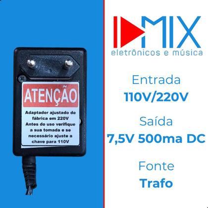Imagem de Fonte Trafo 7,5V 500MAH Positivo Central Maxxi
