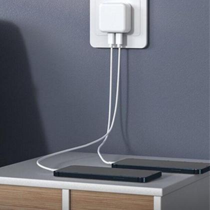 Imagem de Fonte Turbo 35W Dupla USBC Carregador Compatível com iPhone XR 11 12 13 14 15 16 17 Pro e Pro Max TypeC Bivolt