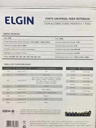 Imagem de Fonte Universal Elgin Para Notebook 90w Com 9 Adaptadores