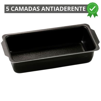 Imagem de Forma Assadeira de Pão Retangular Média Antiaderente 1,3L + Pincel de Silicone Preto