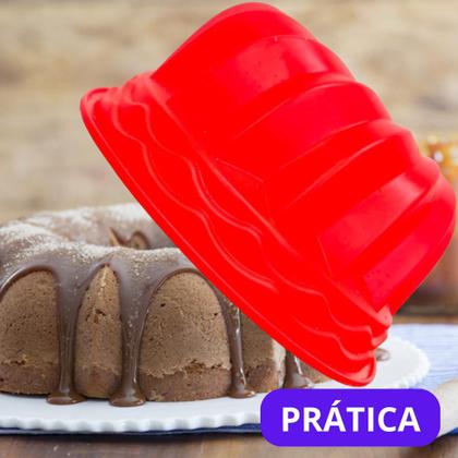 Imagem de Forma Assadeira De Silicone Redonda Para Bolo Pudim Torta Com Furo No Centro