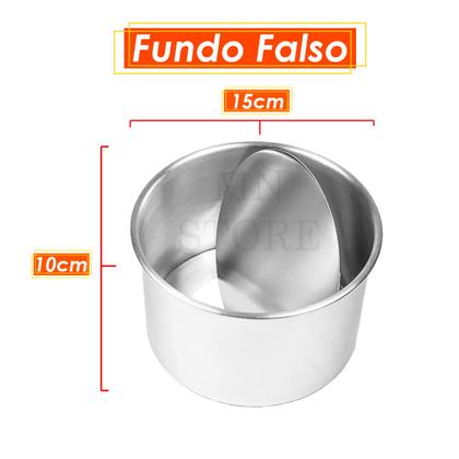 Imagem de Forma Bolo Redonda 15x10 Cm Fundo Removível Falso Alumínio