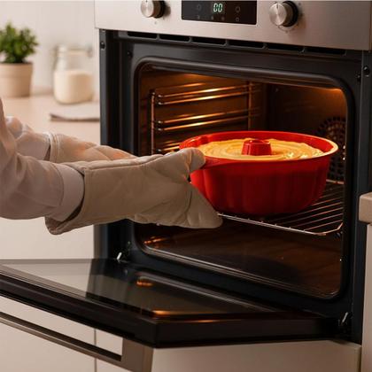 Imagem de Forma Bolo Torta Redonda Assadeira Air Fryer Silicone Sem Furo Grande Vazada Pudim Central Cupcake