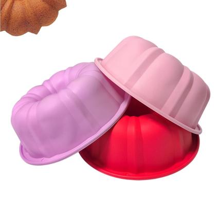 Imagem de Forma Bolo Torta Redonda Assadeira Air Fryer Silicone Sem Furo Grande Vazada Pudim Central Cupcake