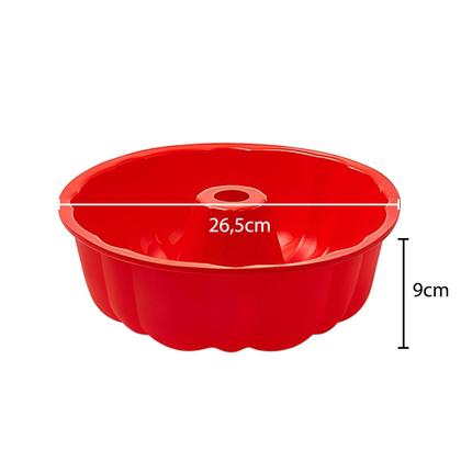 Imagem de Forma Bolo Torta Redonda Assadeira Air Fryer Silicone Sem Furo Grande Vazada Pudim Central Cupcake