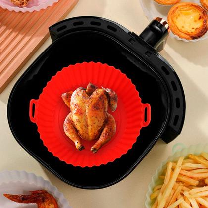 Imagem de Forma Cesto Air Fryer De Silicone Resistente Cor Vermelha