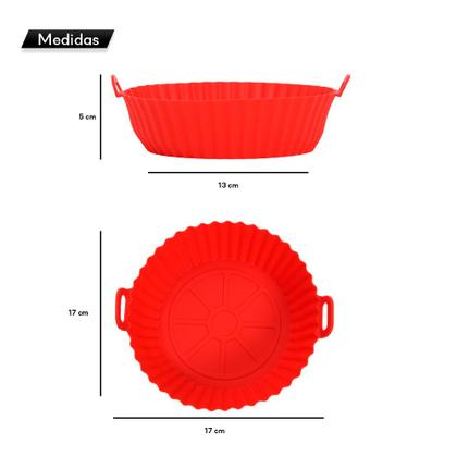 Imagem de Forma Cesto Air Fryer De Silicone Resistente Cor Vermelha