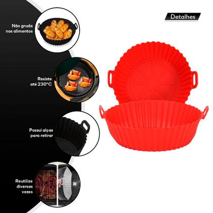 Imagem de Forma Cesto Air Fryer De Silicone Resistente Cor Vermelha