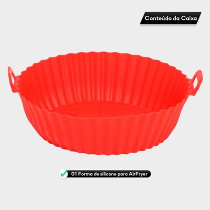 Imagem de Forma Cesto Air Fryer De Silicone Resistente Cor Vermelha