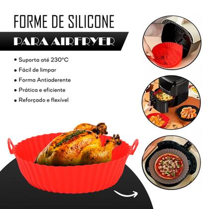 Imagem de Forma Cesto Air Fryer De Silicone Resistente Cor Vermelha