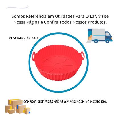 Imagem de Forma Cesto Silicone Fritadeira  Protetor Airfryer Antiaderente Redonda Reutilizável Assadeira