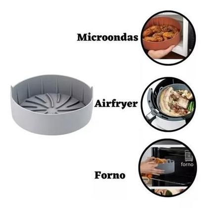 Imagem de Forma / Cesto Silicone Redonda Com Alca Air Fryer 19Cm