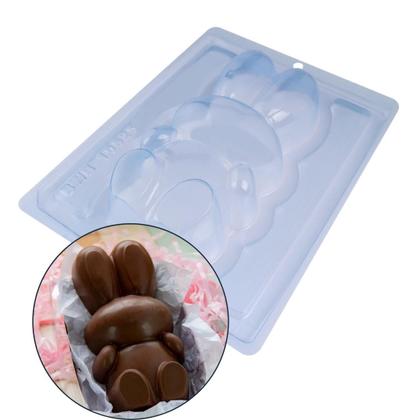 Imagem de Forma Coelho Páscoa Especial Com Três Partes Para Chocolate Acetato Silicone Prática - Cód.10525 BWB