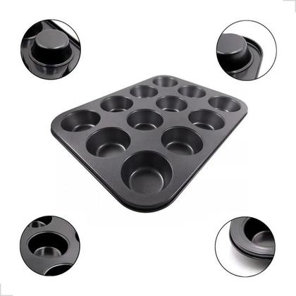 Imagem de Forma Cupcake Antiaderente Teflon 12 Cavas Pão De Queijo Queijadinha