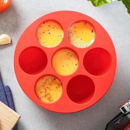 Imagem de Forma Cupcake Mini Bolo Air Fryer Assadeira 7 Cavidades Cesto Silicone Fritadeira Congelador Forno