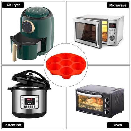 Imagem de Forma Cupcake Mini Bolo Air Fryer Assadeira 7 Cavidades Cesto Silicone Fritadeira Congelador Forno