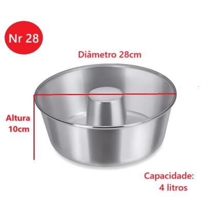Imagem de Forma de bolo pudim profissional 28cm 4 Litros Eirilar 