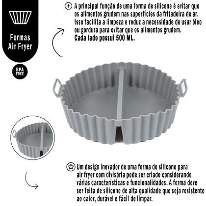 Imagem de Forma de Cozimento Assadeira Redonda Com Divisória de Silicone Fritadeira Elétrica Air Fryer Microondas Forno Elétrico