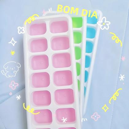 Imagem de Forma De Gelo De Silicone Com 14 Compartimentos Para Frutas, Bandejas Removíveis, Tampas