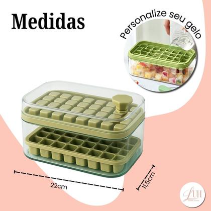 Imagem de Forma de Gelo Dupla Camada 64 Cubos com Tampa Empilhável Silicone Flexível