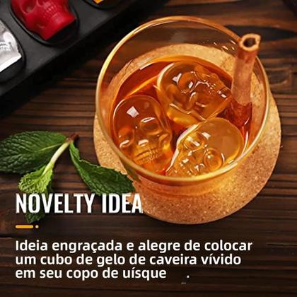 Imagem de Forma De Gelo Em Silicone Com 10 Cavidades Em Forma De Caveira Para Whisky, Chocolate E Confeitaria