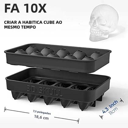 Imagem de Forma De Gelo Em Silicone Com 10 Cavidades Em Forma De Caveira Para Whisky, Chocolate E Confeitaria