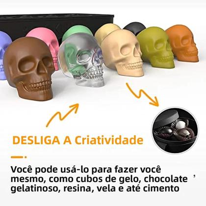 Imagem de Forma De Gelo Em Silicone Com 10 Cavidades Em Forma De Caveira Para Whisky, Chocolate E Confeitaria