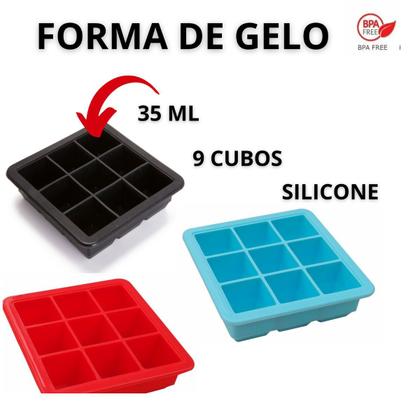 Imagem de Forma De Gelo Silicone 9 Cubos Com Tampa