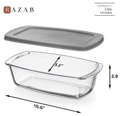 Imagem de Forma de pão de vidro Razab LARGE 1800 ml com tampa hermética sem BPA