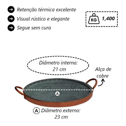 Imagem de Forma de Pizza Em Pedra Sabão com Alça de Cobre 21,0 Cm