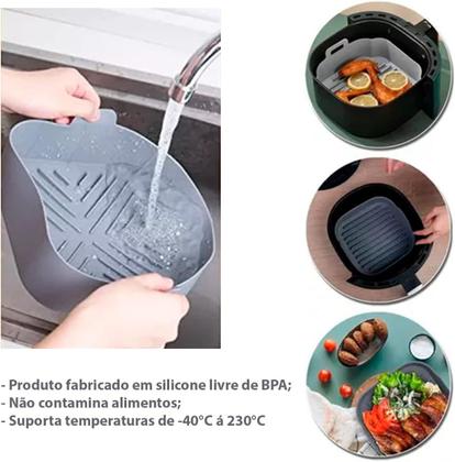 Imagem de Forma de Silicone Air Fryer Cesta Fritadeira Quadrada 16CM