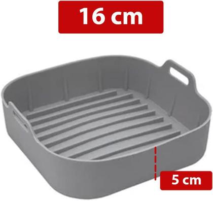 Imagem de Forma de Silicone Air Fryer Cesta Fritadeira Quadrada 16CM